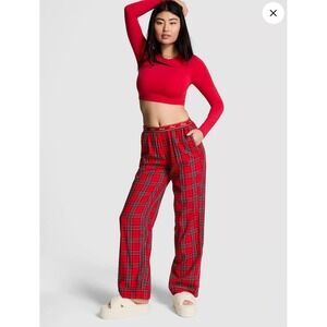Pink Victoria's Secret Flannel Plaid Sleep Pants Size Medium